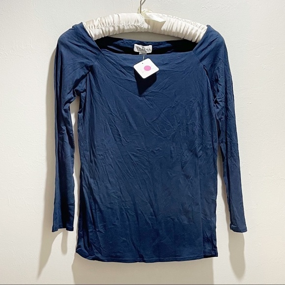 VELVET GRAHAM & SPENCER REVOLVE Women’s Midnight Blue Off Shoulder RHYE Top XL - Picture 2 of 10